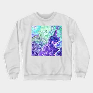 mint turquoise purple indigo marbled abstract digital painting Crewneck Sweatshirt